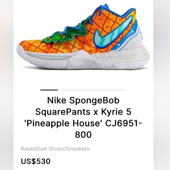 RARE Nike SpongeBob SquarePants Pineapple House Kyrie 5 Size 4.5 Y - Picture 1 of 11